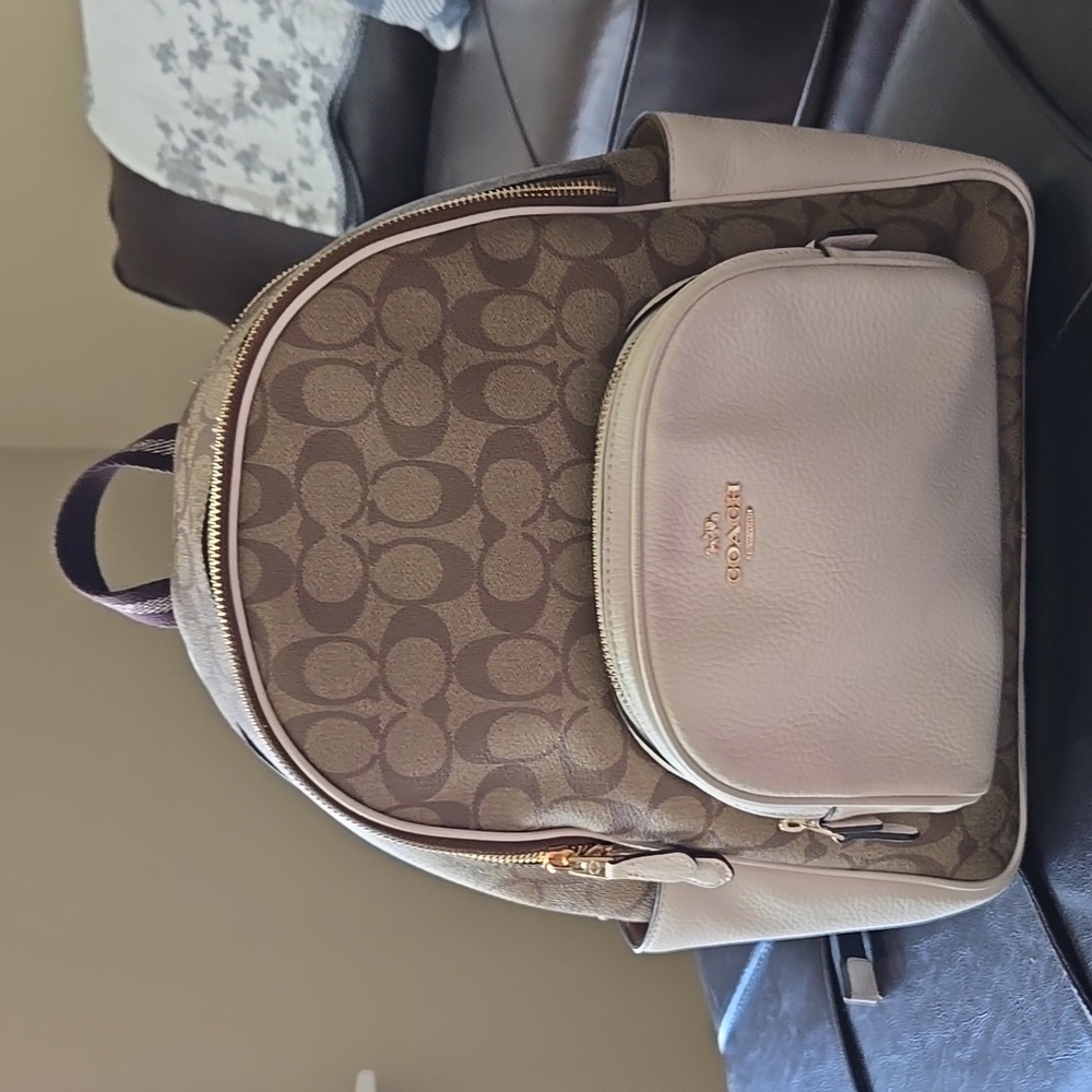 Coach Brown and Cream Backpack